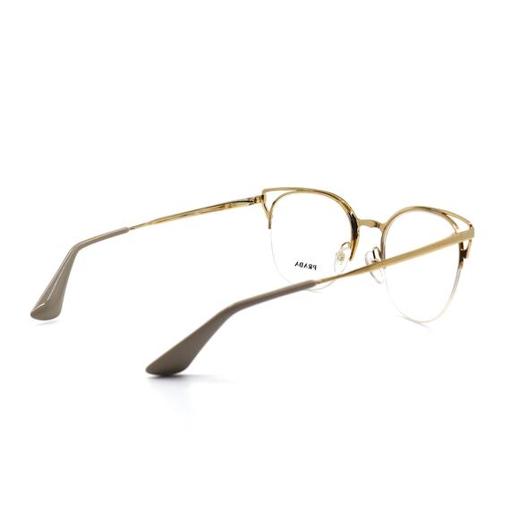 PRADA PR 64U 98R1O1 BROWN GOLD DEMO LENS AUTHENTIC EYEGLASSES FRAME - Picture 5 of 12